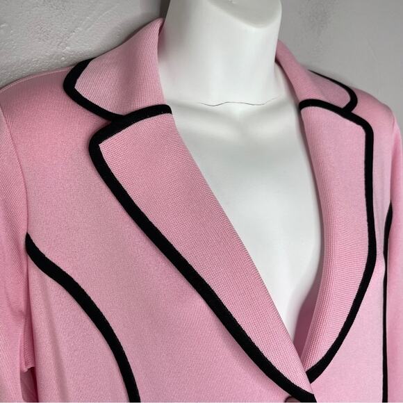 MISOOK Blazer Jacket Womens Size Small Petite Knit Petal Pink Feminine Easter - Picture 2 of 9